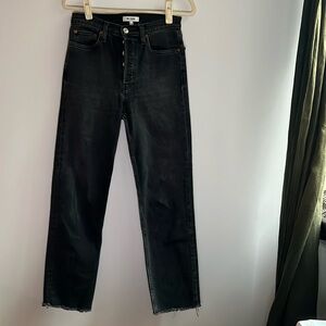 RE/ DONE 70s High Ride Stove Pipe Frayed Straight Leg Jeans